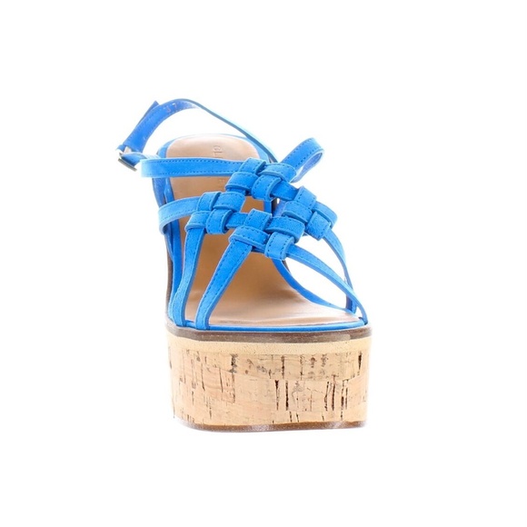 Robert Clergerie Valia Blue Wedge Platform Sandal - Picture 9 of 11